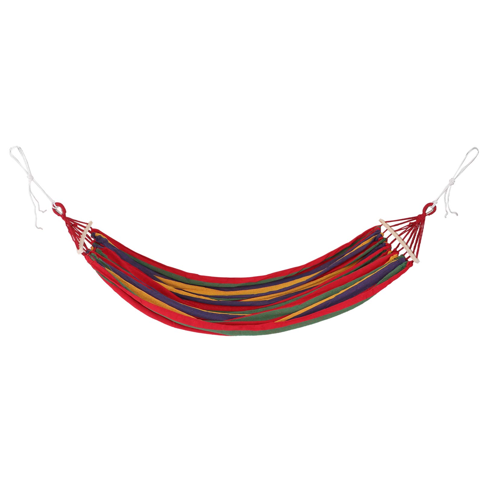 Hamac de camping double en toile rayée rouge | Lit suspendu de jardin large et confortable
