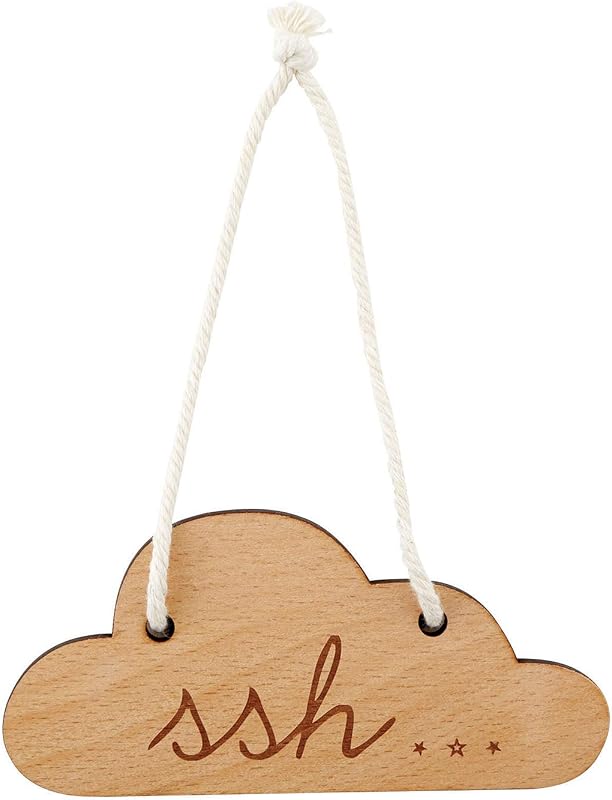 Stephan Baby Hanging Beechwood Nursery Sign Available in 4 Designs, Cloud-Shaped "SSH"