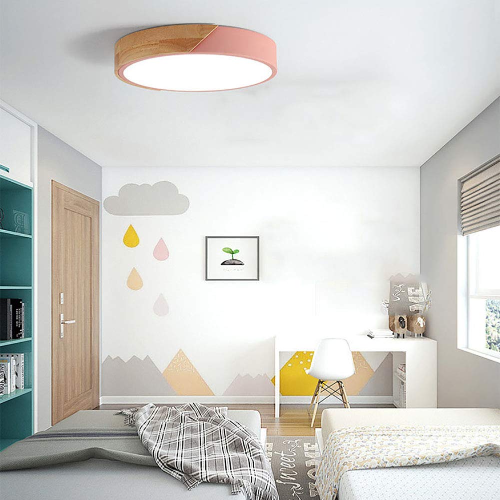 lamp Lampa sufitowa LED do montażu podtynkowego 36 W z możliwością przyciemniania, drewniana okrągła, bardzo cienka oprawa oświetleniowa do kuchni, sypialni, salonu, przedpokoju z pilotem - ciepłe