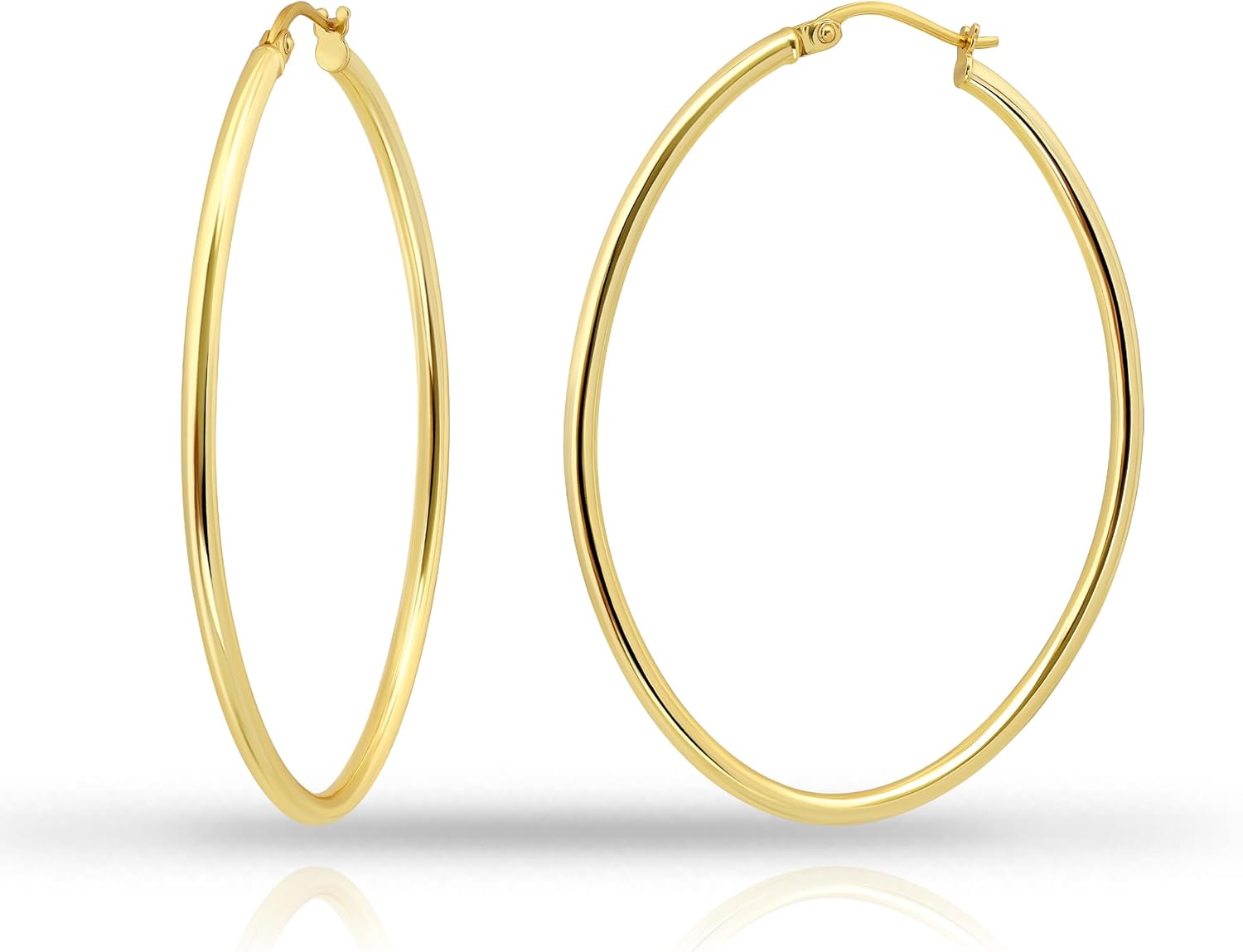 Hoops & Loops 925 Sterling Silver 2mm Oval Click-Top Hoop Earrings for Women, Men 15mm 20mm 25mm 30mm 35mm 40mm, Hypoallergenic Silver, 14k Yellow Gold, Rose Gold Flash Plate, Black