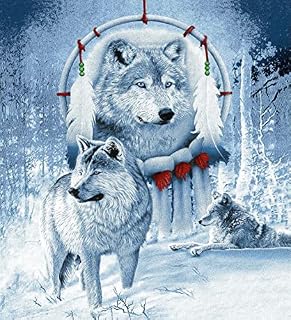 H-Z Faux Fur Throw Double King Size 3D Animal Blanket Print Sofa Bed Large Fleece Throw (3 Wolves Double 150x200 cm)