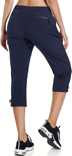 Miniatura 3 de Ksmien Pantalones Capri de Senderismo Ligeros para Mujer de Secado Rápido Entrenamiento Cargo Capris Resistente al Agua UPF 50+ Bolsillos con