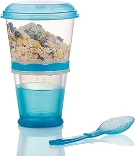 Cereal On the Go Cups Breakfast Drink Cups Portable Yogurt and Cereal To-Go Container Cup (Blue)