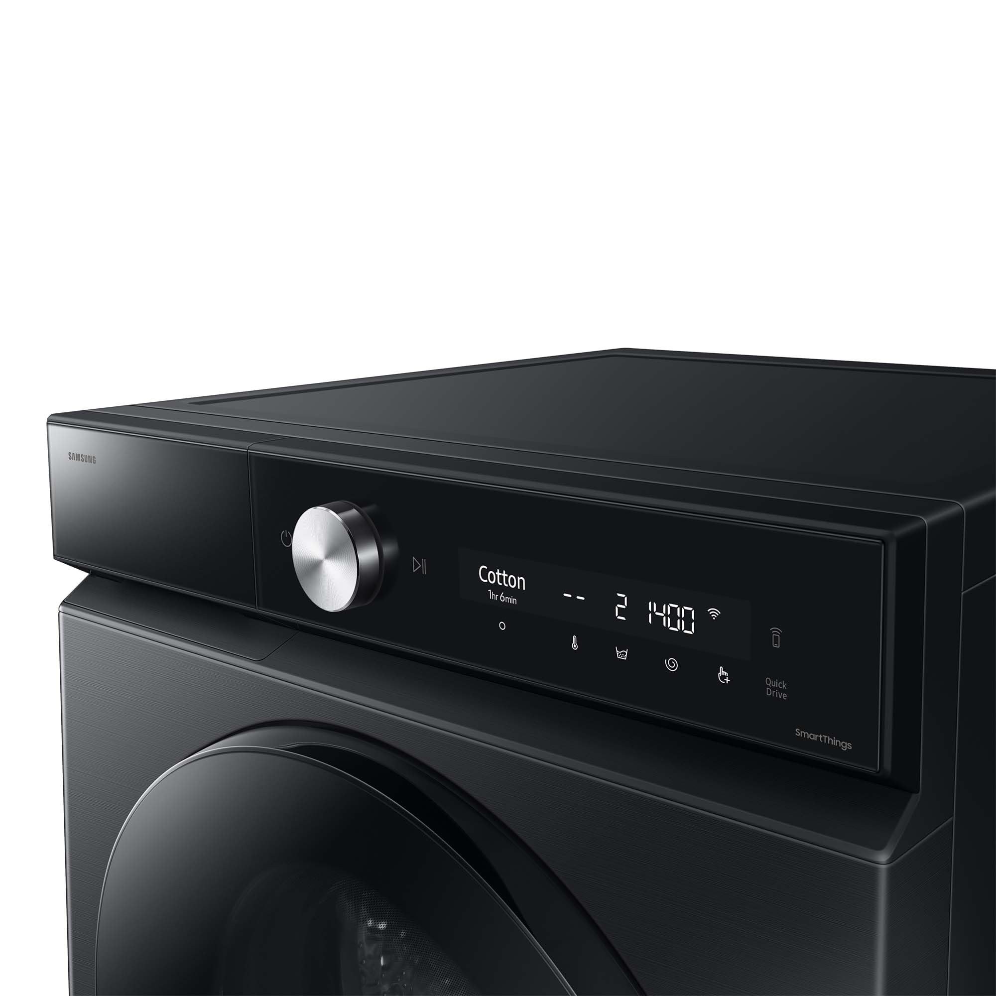 Samsung WD90DB8B85GBU2 Bespoke AI Waschtrockner, 9+6 kg, EEK: D/A (-10%), Waschmaschine und Trockner in einem, QuickDrive, AI Ecobubble, AI Wash, SuperSpeed 39 Min. Waschprogramm, Schwarz