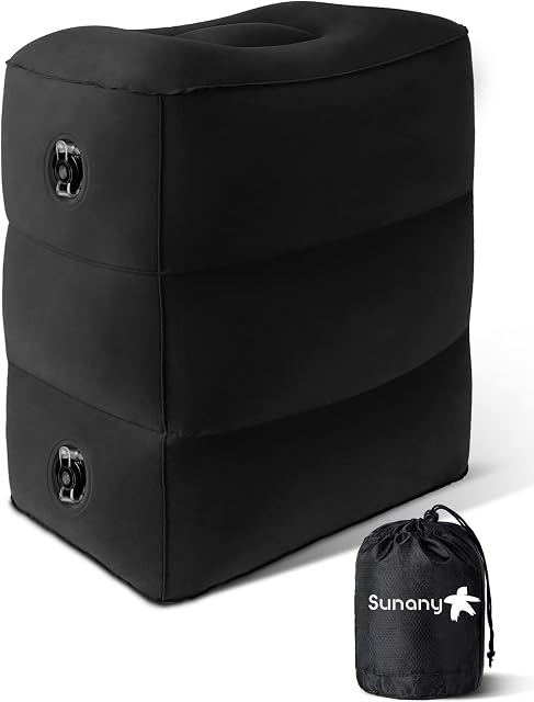 Sunany Oreiller gonflable pour les voyages, les enfants/adultes Airplane Voyage Oreil réglable en hauteur, pour les enfants à dormir pendant le voyage, adapté pour le bureau, la maison et tout autre TravelBlack