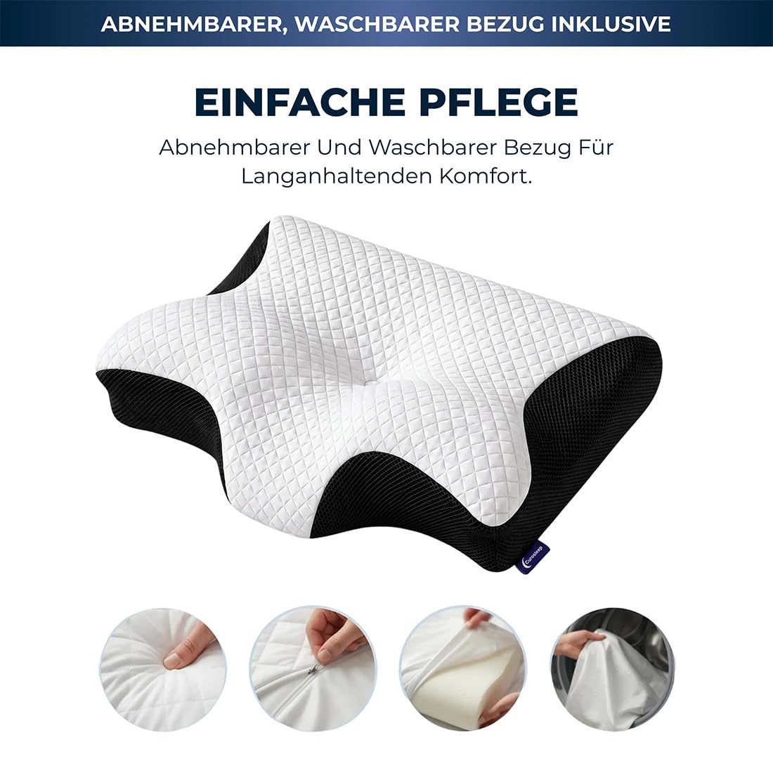CuroSleep Kissen Original, CuroSleep - Optimale Unterstützung für Seitenschläfer & Rückenschläfer, Orthopädisches Nackenkissen – Ergonomisches Memory Foam Kissen, gegen Nackenschmerzen (Schwarz)