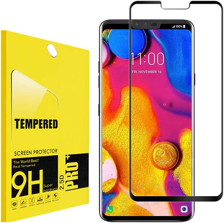 for LG V40 Screen Protector Tempered Glass Screen Protector, ZzzBuoo[Full Coverage][Bubble Free][Scratch Resistant][Case Friendly] Ultra Clear Tempered Glass Screen Protector for LG V40 ThinQ Black