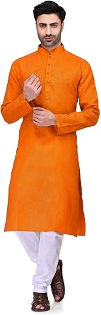 Elina fashion Mens Cotton Kurta Pajama Set Tunic Indian Traditional Wear
