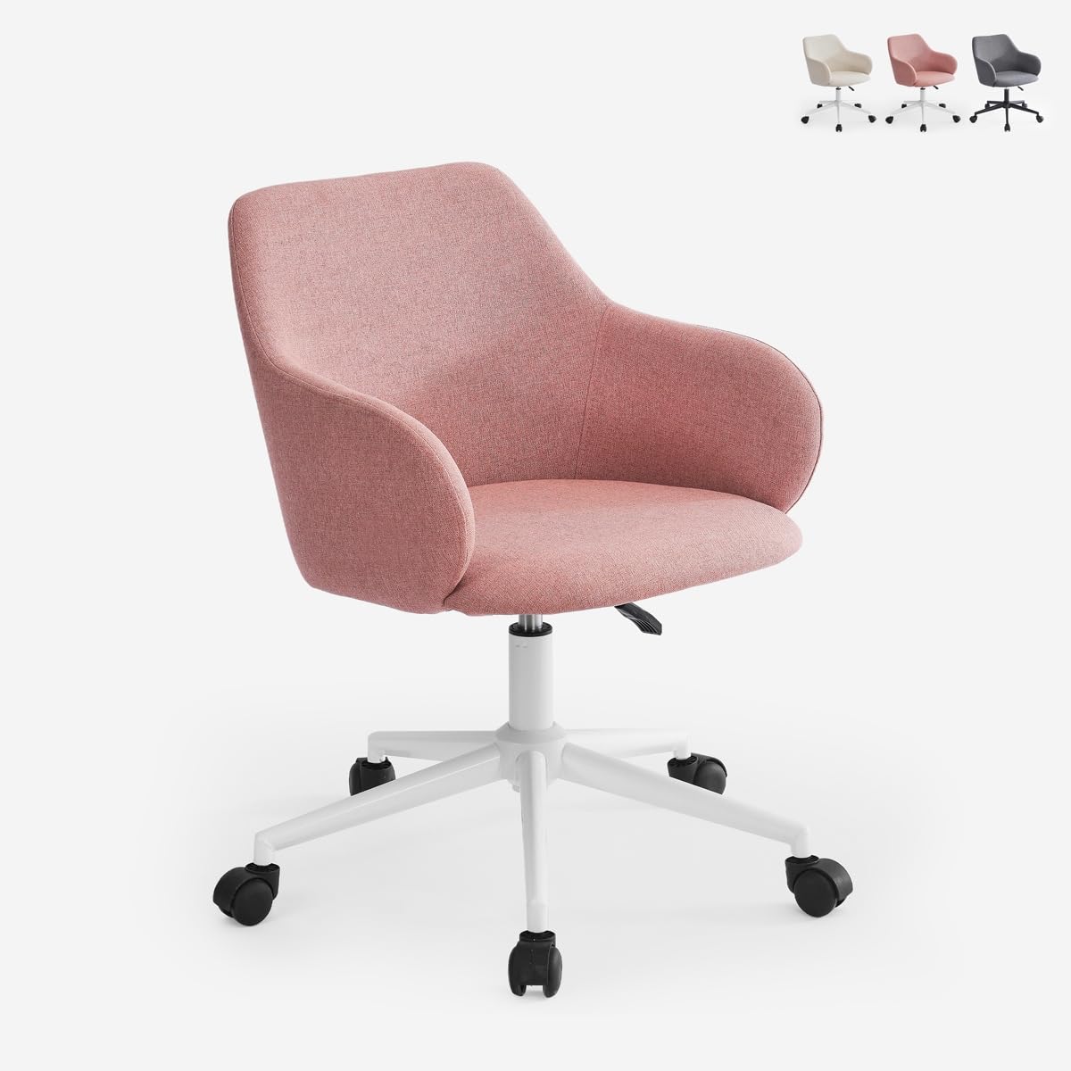 Produce Shop Chaise pivotante en Tissu avec accoudoirs pour Le télétravail Kivri - Rose
