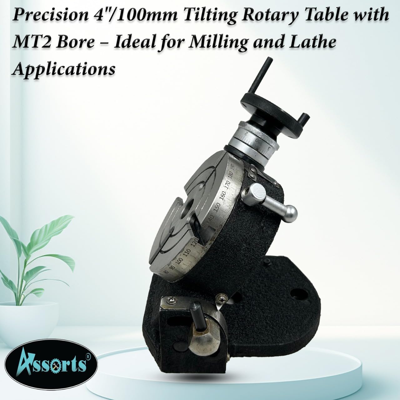 Precision 4" Inch/ 100 mm Tilting Rotary Table with MT2 Bore-Milling, Lathe