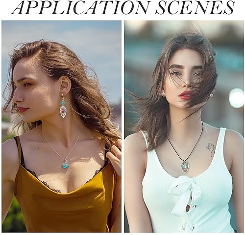 Miniatura 5 de Pandahall - 16 dijes de lágrima de estilo tibetano, plata antigua, turquesa, colgantes de lágrima, joyería occidental, dijes para mujer, pulseras