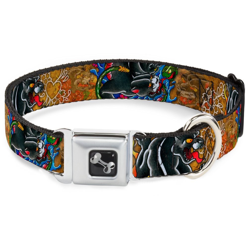 Collier de chien Buckle Down boucle métal robuste sangle imprimée Tj-Panther taille S
