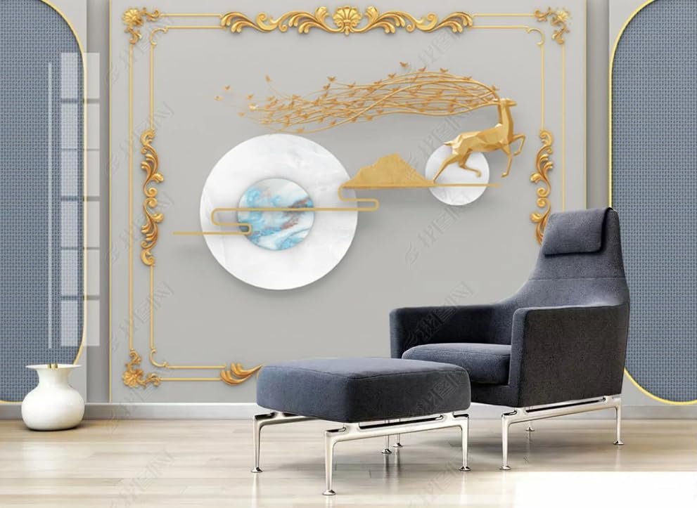 Papier Peint Intissé Cerf Shanshui Poster Géant Mural Salon 150x105
