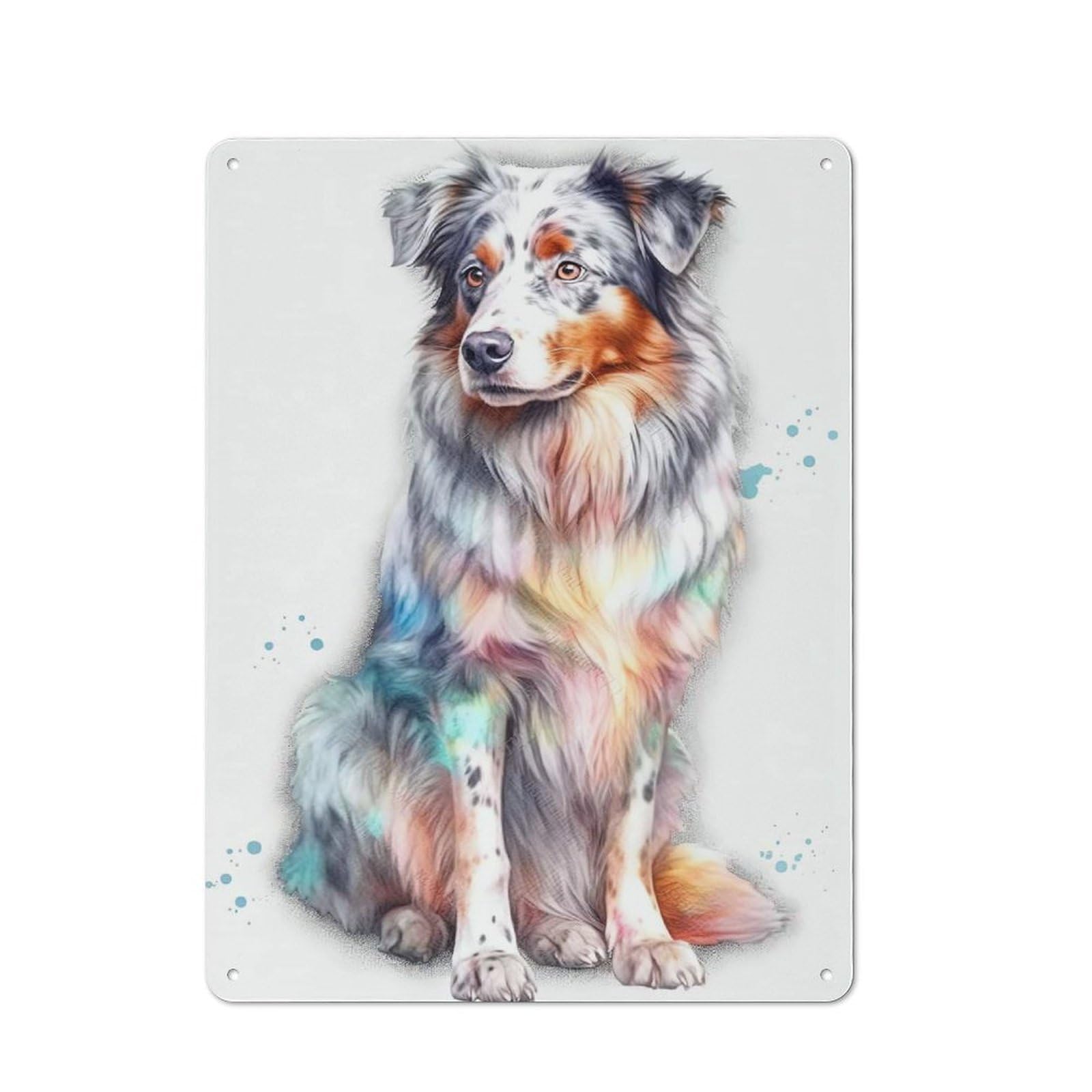 Junmoney Style-1 Australian Shepherd Dog Vintage Tin Wall Plaque 40X30cm For Studio Or Craft Room, For Garage, Workshop And Man Cave Decoration