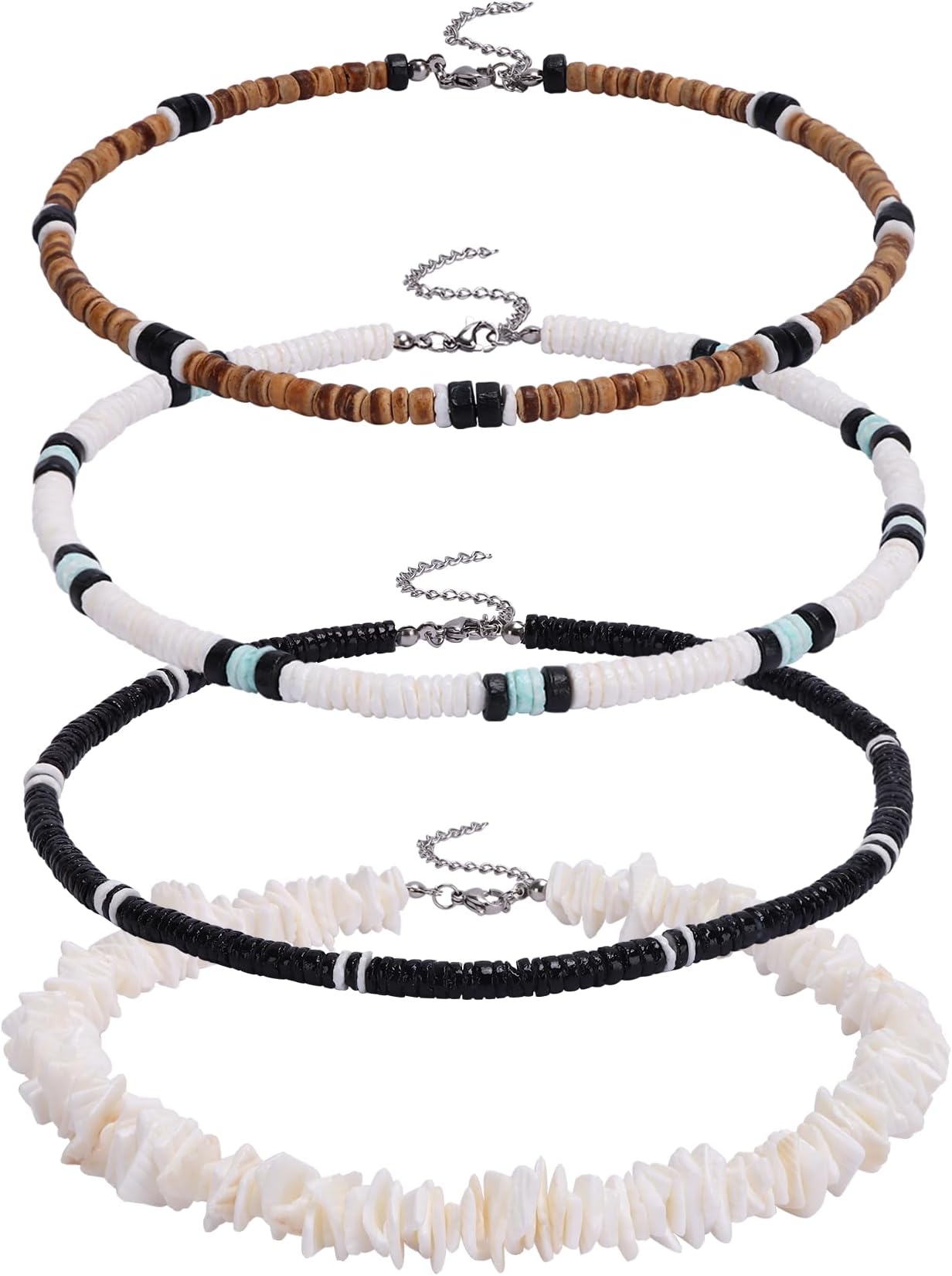 Jewdreamer Surfer Necklace for Men Puka Shell Necklace for Men Women Seashell Necklace Beach Necklace Pookah Shells Choker Necklace