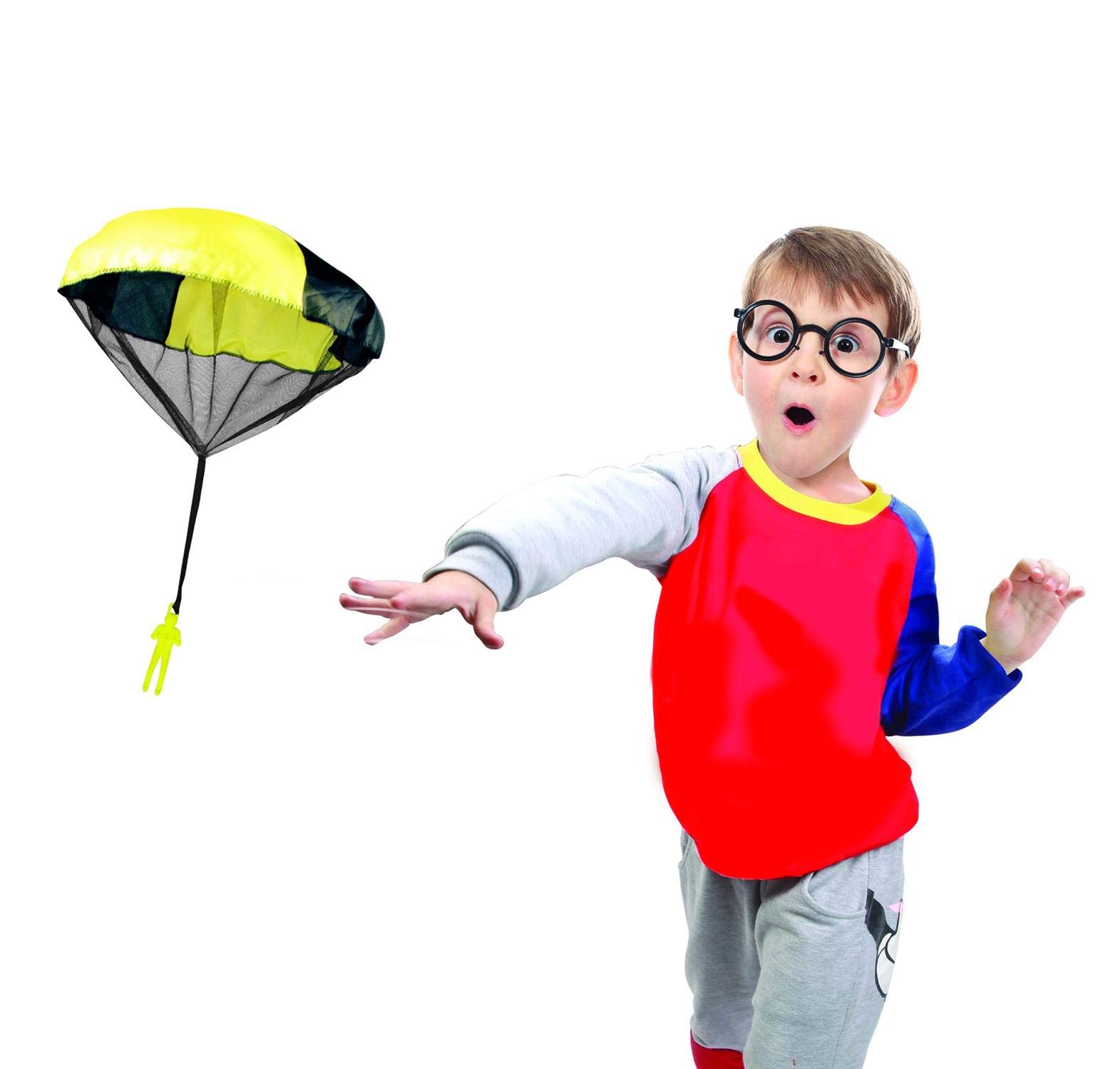 GÜNTHER FLUGSPIELE 1171 - Parachute, parachute à lancer, diamètre env. 46 cm, couleurs assorties, idéal comme cadeau pour s'amuser comme un fou