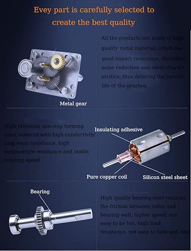 Miniatura 28 de Heyiarbeit Motor de engranaje helicoidal de 12V 0.6RPM DC Motor de reducción de engranajes helicoidales de turbina de alto par Motor de reducción