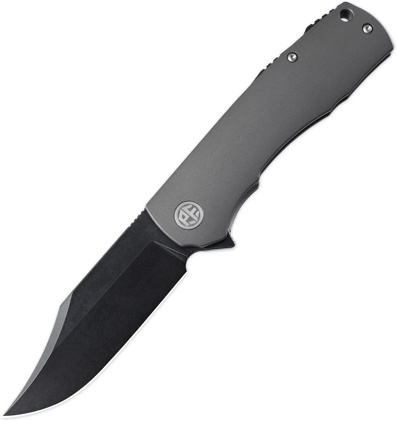 Petrified fishPFP03 Victor,3.58" 154CM Steel Black Stonewashed Blade,4.8oz Aluminium Handle Flipper Liner lock Folding knife (Gray - A Stonewashed)
