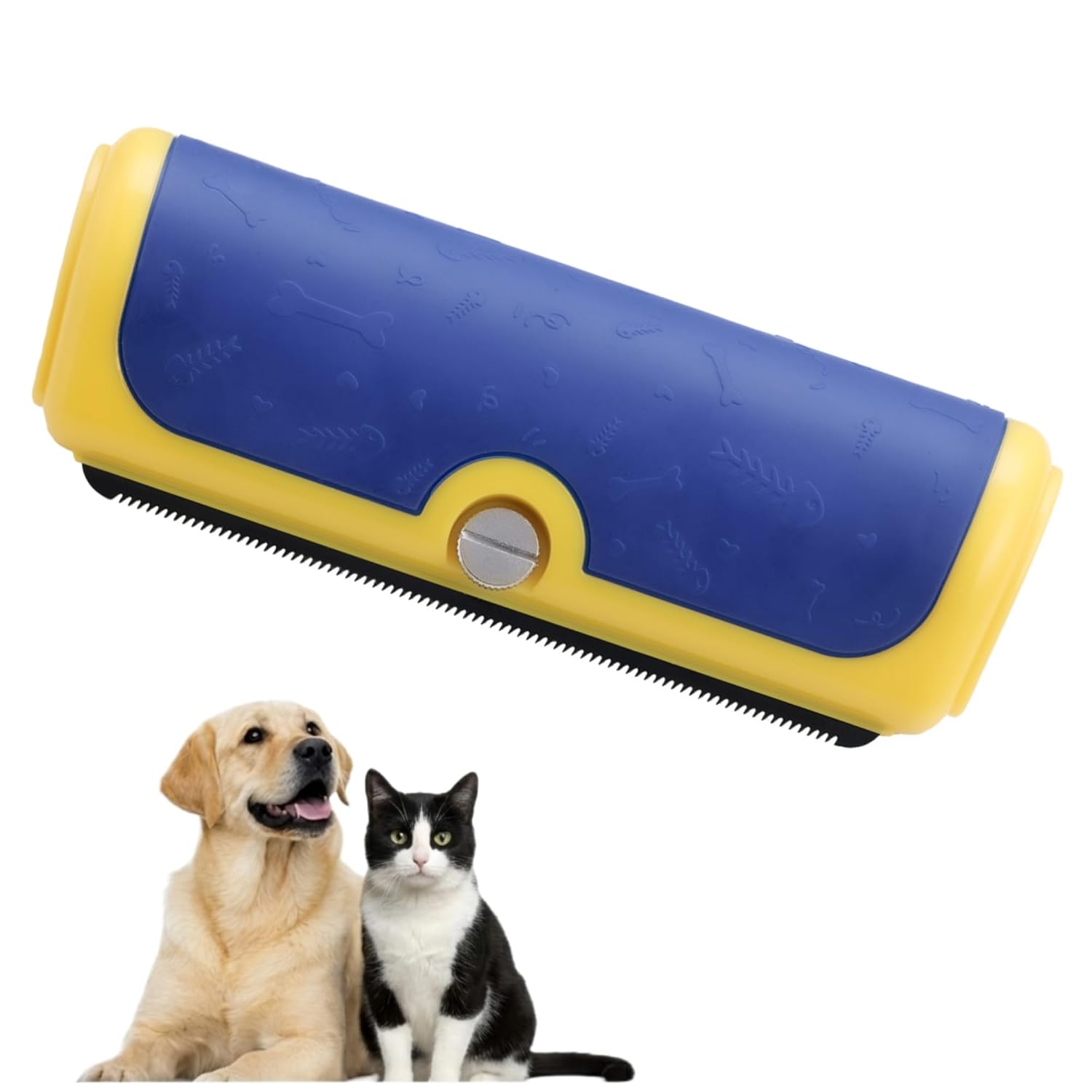Deshedding Brush for Dogs & Cats, Shedding Blade Undercoat Remover for Short to Medium Coats, Detachable Stainless Steel Blade, Non-Slip Ergonomic Handle, Blue/Yellow