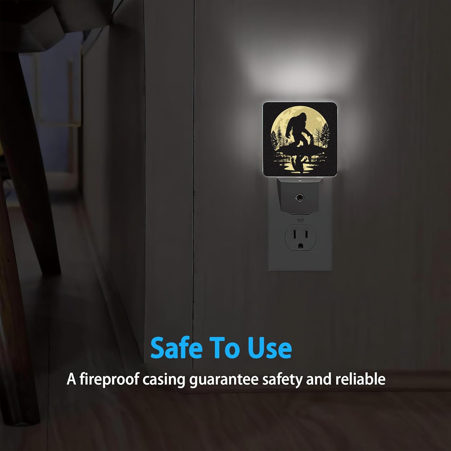 Bigfoot Night Lights Plug into Wall Forest Moon Night Lights Dusk to Dawn Sensor Led Lamp for Women Men,Led Lights for Stairway/Hallway/Bedroom,0.5W