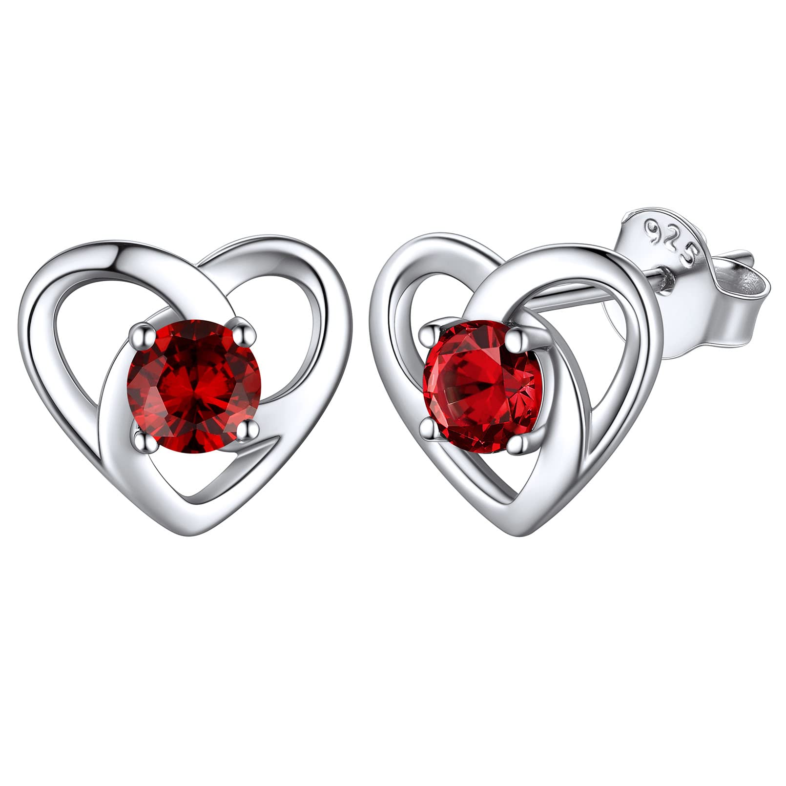 ChicSilver 925 Sterling Silver Stud Earrings for Women Girls Hypoallergenic Celtic Knot Heart Earrings with Birthstone Vintage Irish Jewelry Gifts for