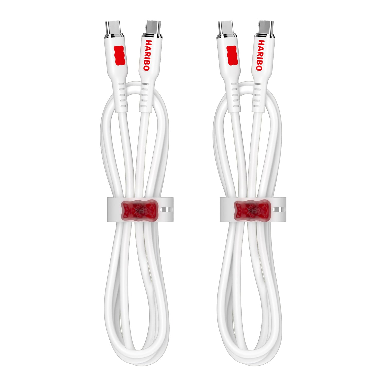 Haribo - Cable USB C a USB C (paquete de 2, 5 pies), carga rápida PD de 60 W, cables de carga USB 2.0 estilo oso de goma para iPhone, Samsung Galaxy