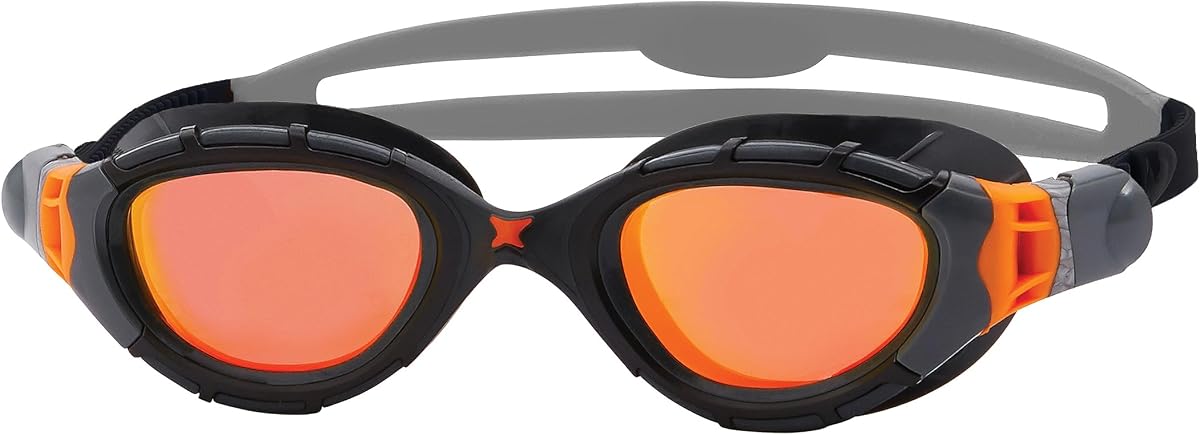 Gafas de natación Zoggs unisex Predator Flex Titanium para adultos | Lentes curvadas antiempañamiento con protección UV y punto de flexión 3D
