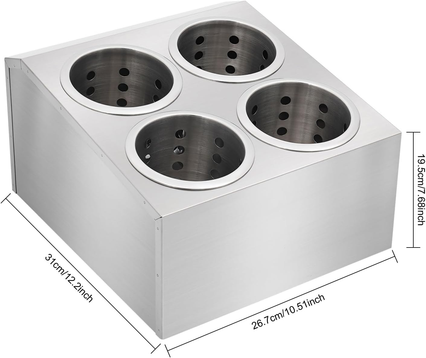 DYNAMI Stainless Steel Kitchen Utensil Holder with 4 Compartments,Commercial Silverware Sorter Silverware Utensil Holder,Perforated Caddy Drying Rack Flatware Organizer Countertop,for Buffets