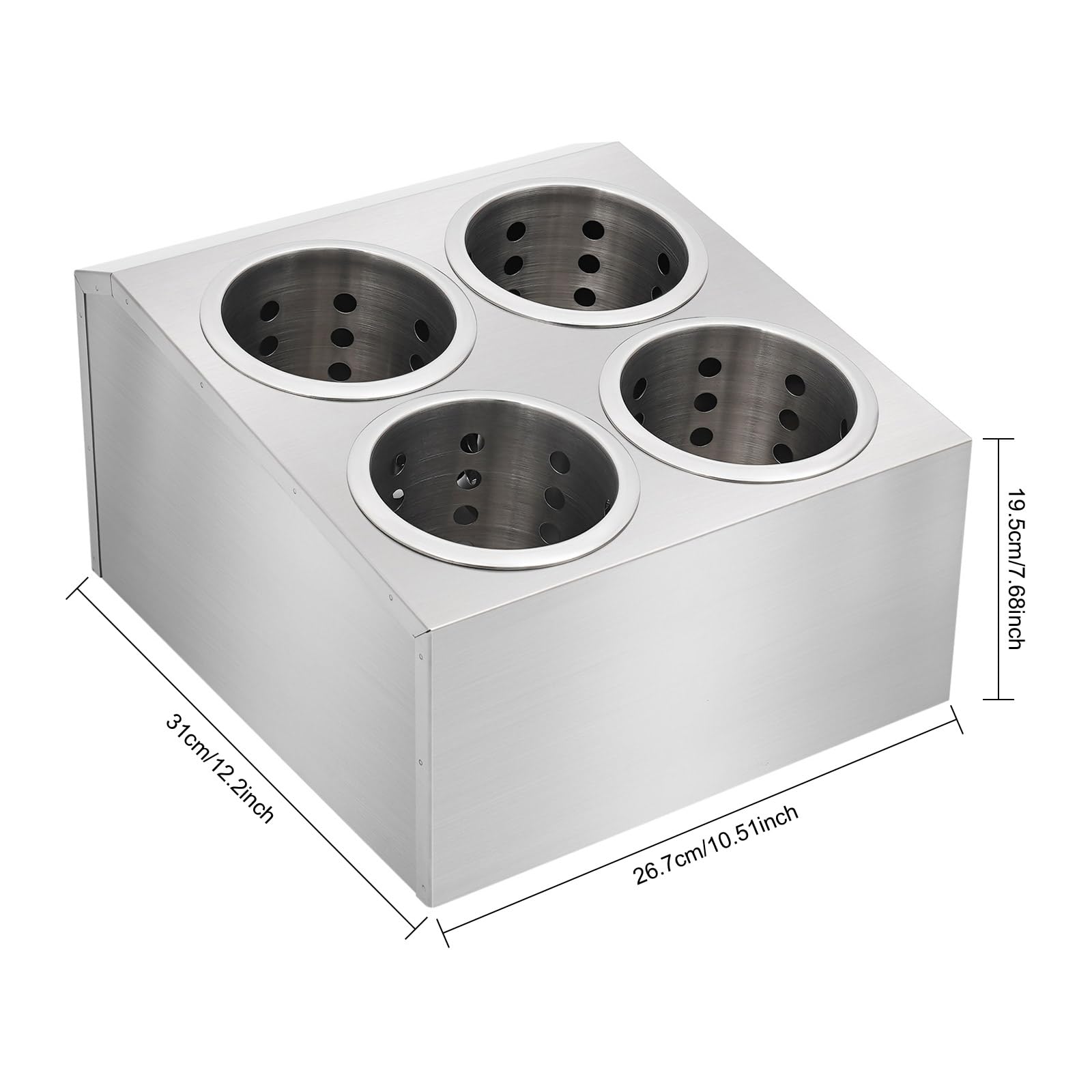 4 compartimentos de acero inoxidable para utensilios de cocina, organizador de cubiertos, cesta para utensilios, con orificios de ventilación, para palillos, cucharas, cuchillos y tenedores
