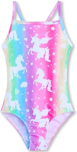 Traje de baño de una pieza para niñas, multicolor, para deportes, verano y playa, de 2 a 10 años