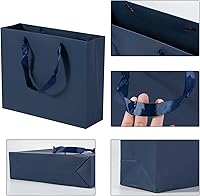 Vista 3 de Dasofine Bolsas de regalo azul marino, 25 bolsas de regalo de 10.6 x 3.1 x 8.7 pulgadas, bolsas de regalo azul marino con asa, bolsas de papel kraft