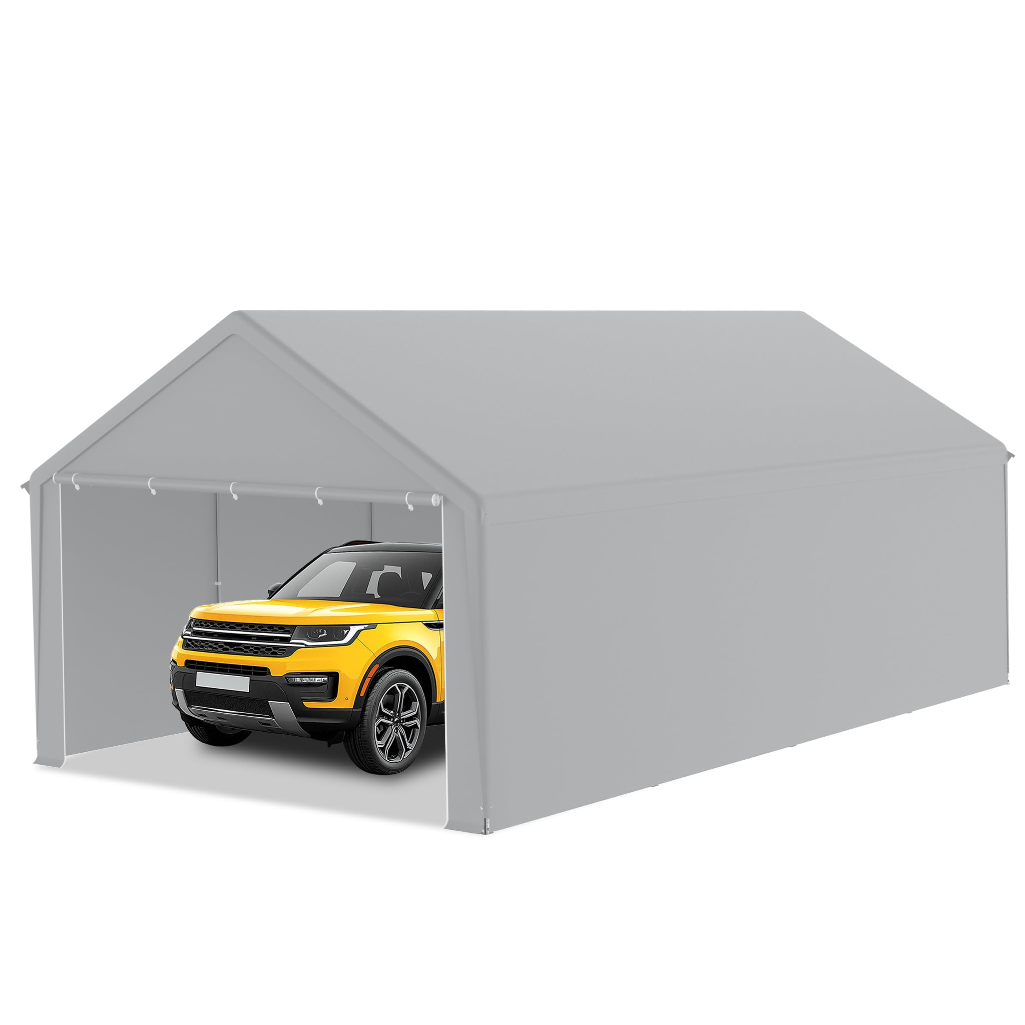 FIVMEN Carport, tente, 4 x 8 m, grande tente de garage, de rangement, avec parois latérales amovibles, résistant à l'hiver, mobile, pour voiture, SUV, camion, gris