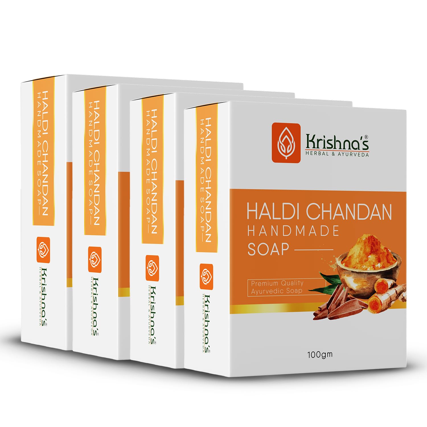 Krishna's Haldi Chandan Handmade Soap - 100 g each (Pack of 4) | Bathing Soap for Glowing Skin | Natural cooling properties | Suitable for All Skin Types-image-5