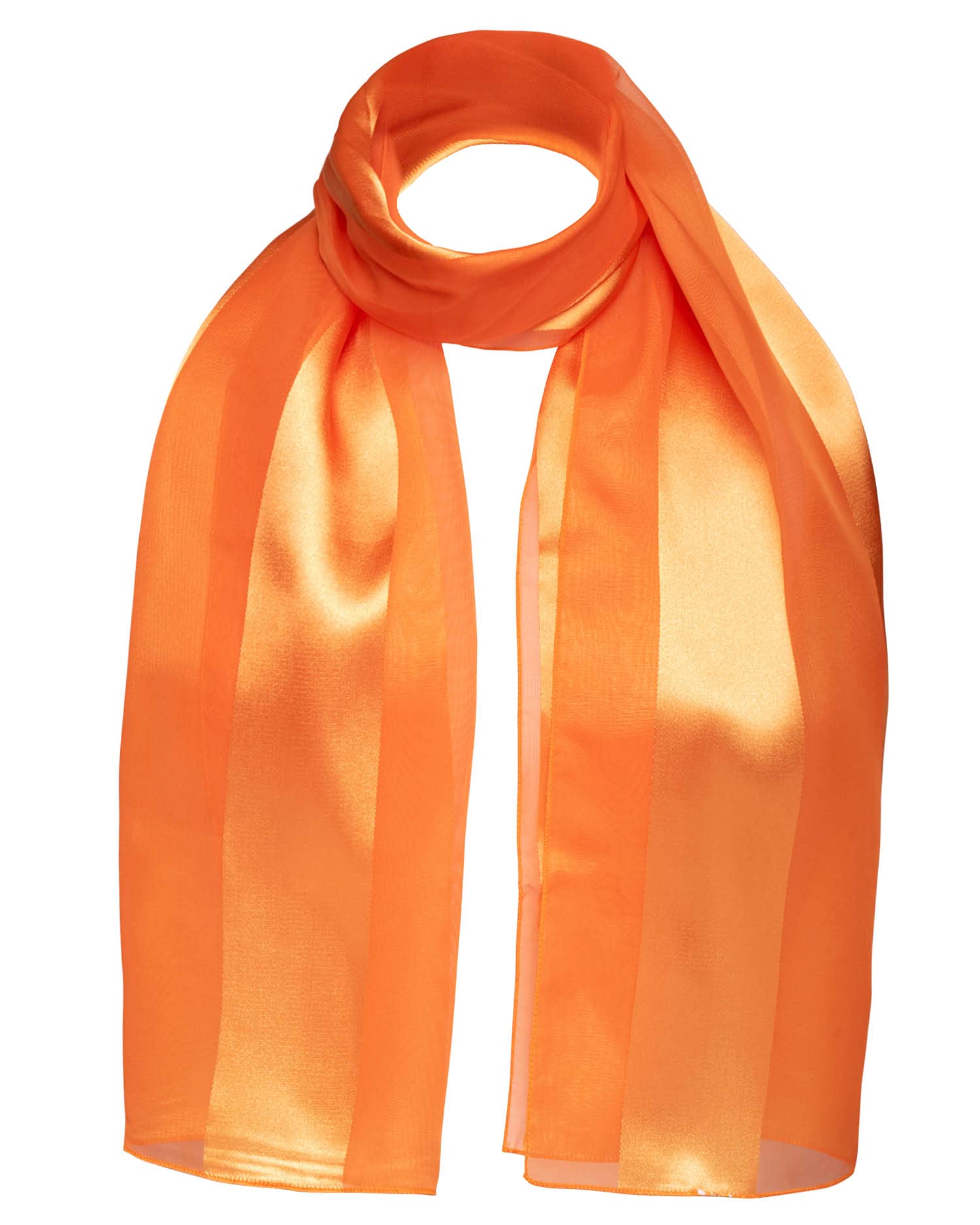 Basic Sense Women's Orange Shiny Satin Scarf Lightweight Silky Chiffon Solid Plain Strip Neck Scarves,