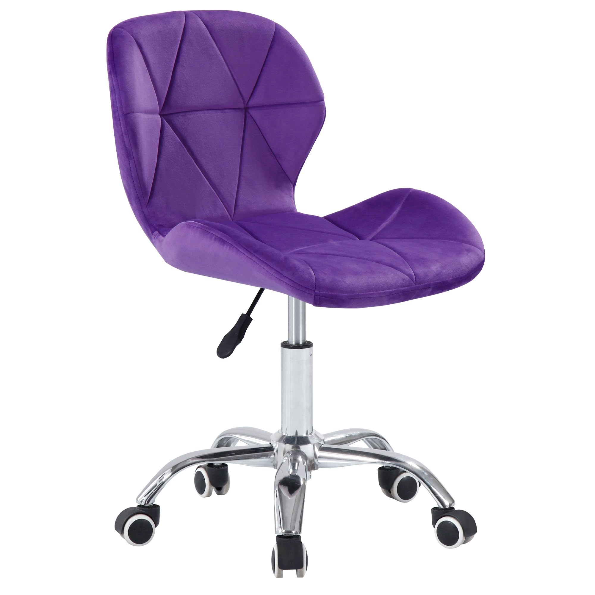 Charles Jacobs Home Office Swivel Computer Desk Chair with a Height Adjustable Chrome base and Wheels - Purple Velvet
