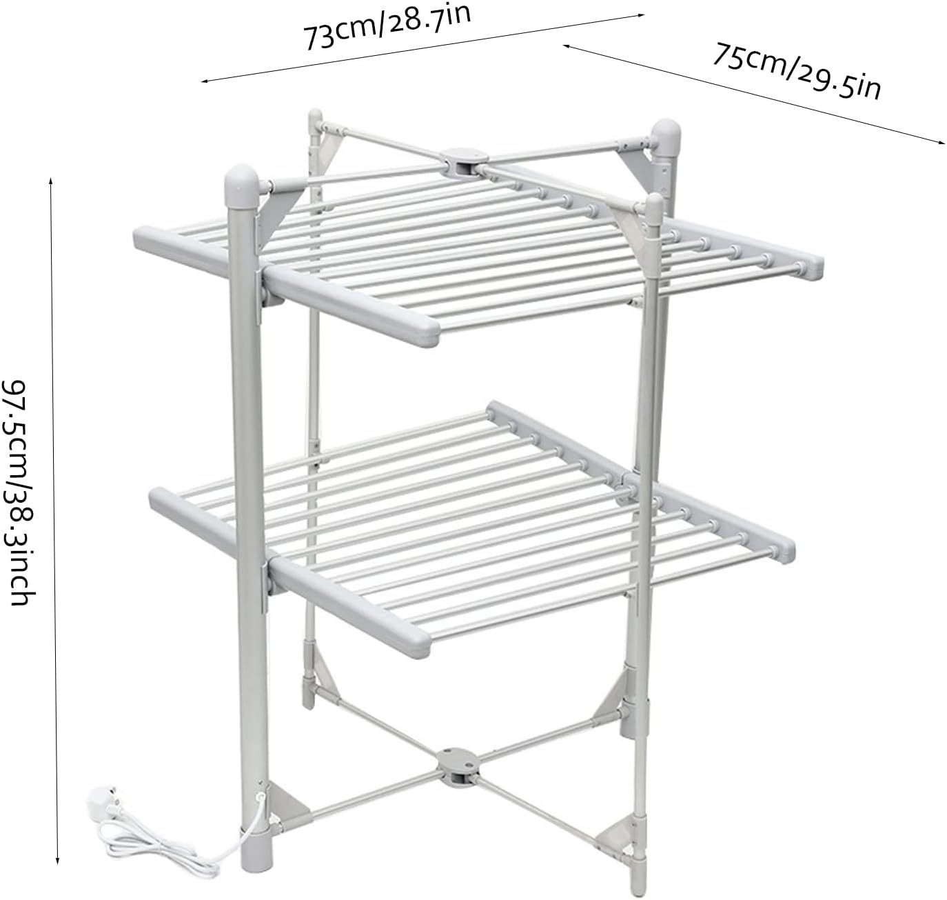 Electric Heated Clothes Airer Dryer Rack,2-Tier Foldable Clothes Hanger Adjustable Large Space Aluminum Garment Laundry Racks for Indoor Outdoor - Energy Efficient