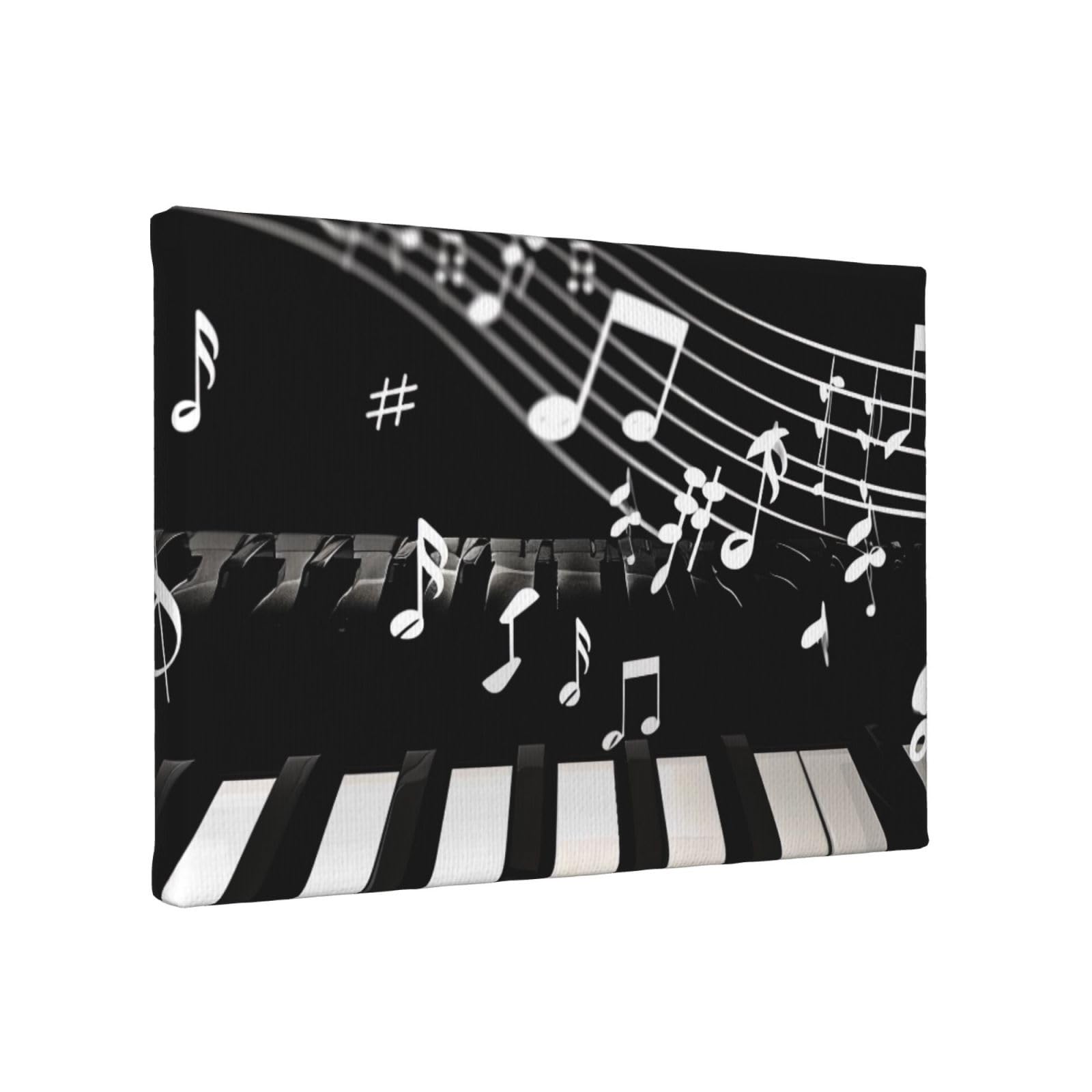 YKLJG Piano Keys with Musical Notes Printed Wall Art Canvas Painting 30x20 CM Wooden Framed Picture Painting Artwork Prints for Bedroom Kitchen Home Office Decor