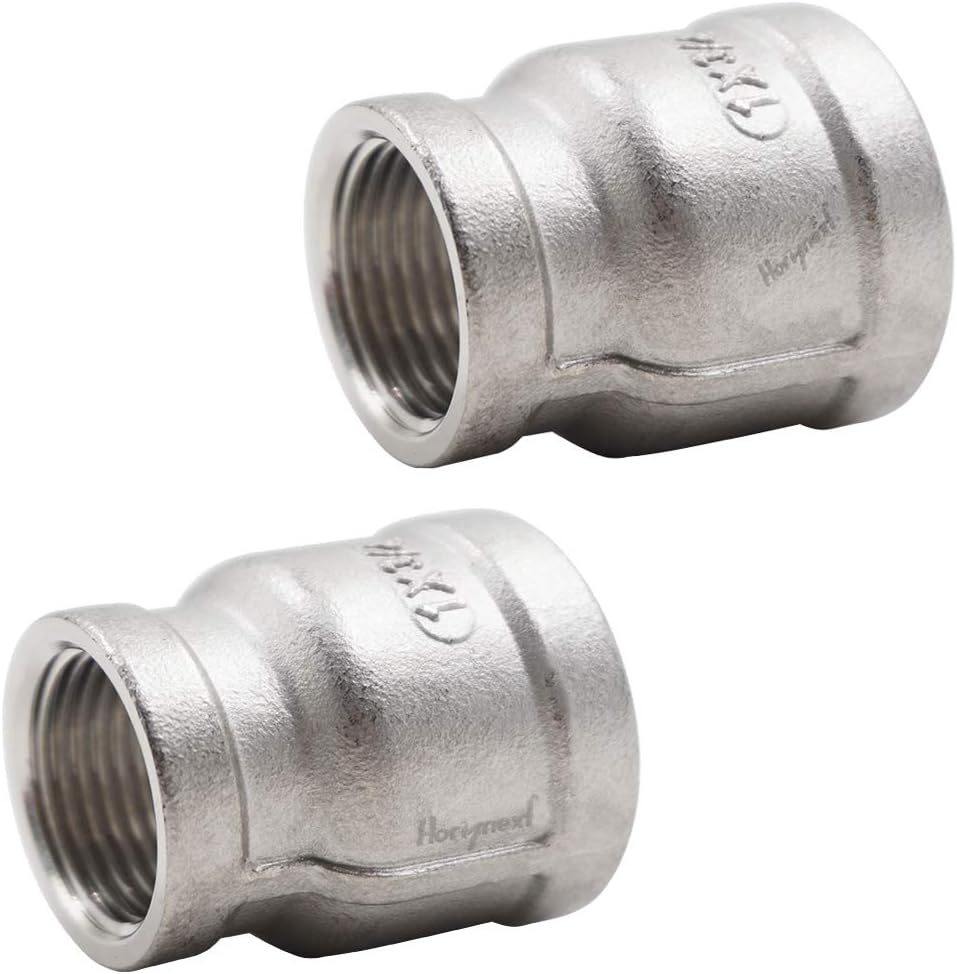 NPT 1-3/4 female hose adapter,water pipe reducer fitting，stainless steel double connector for garden, drain, home, gas, air, fuel, plumbing, machining (2 pcs)