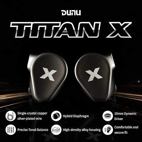 Miniatura 2 de HiFiGo DUNU Titan X IEM - Auriculares para videojuegos, monitor intrauditivo dinámico de 0.394 in, auriculares IEM con cable de alta fidelidad
