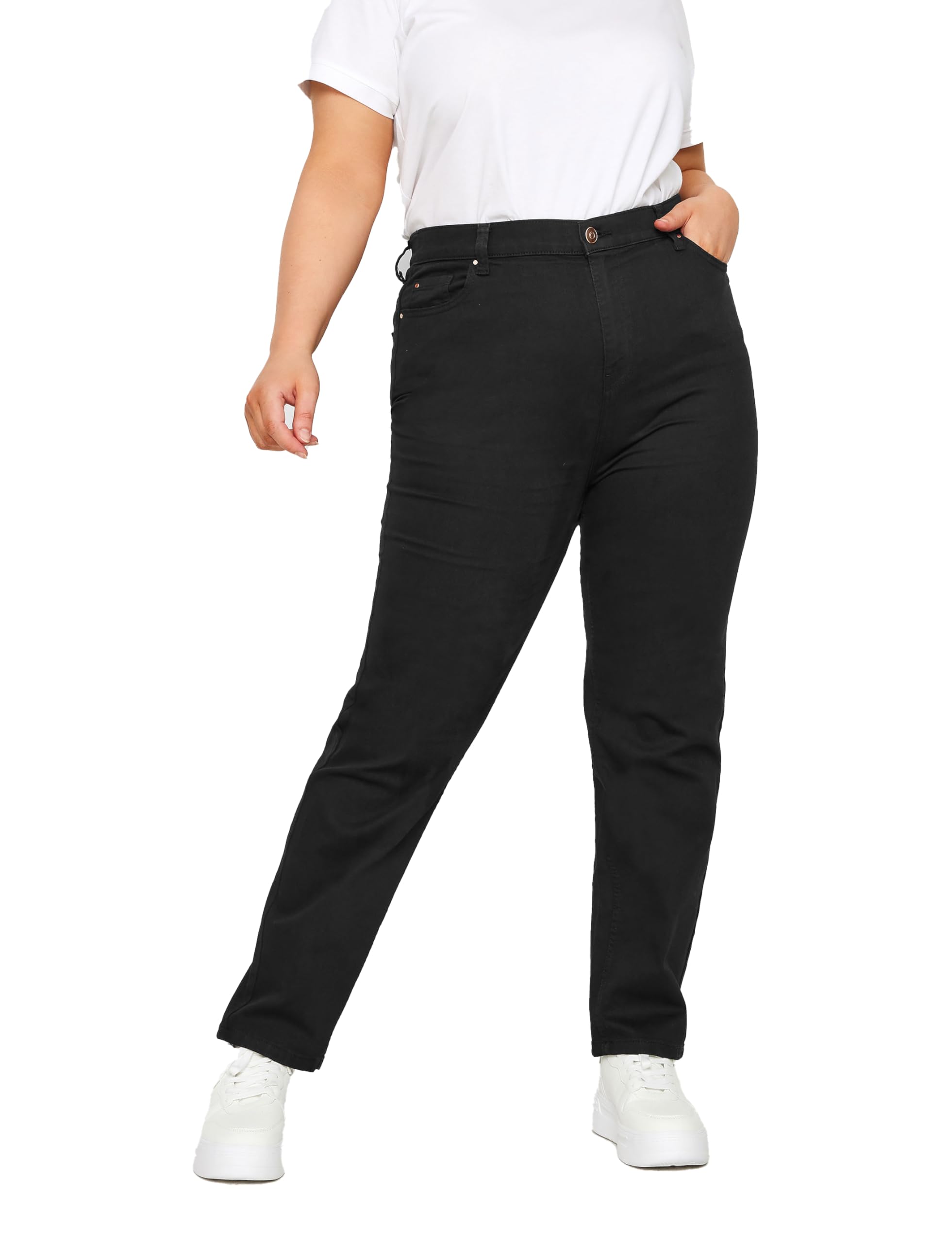 Yours Ruby Straight Leg Jean Black 28", Black, Size 16, Inside Leg 30, Women