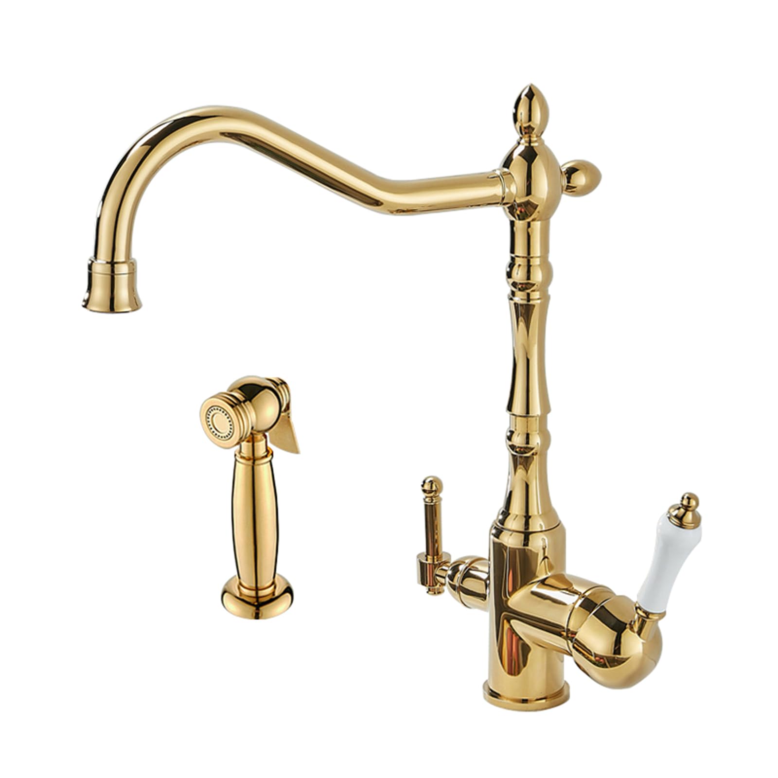 Grifo Osmosis 3 Vias Grifo Cocina Dorado Vintage con Pulverizador Grifos Cocina Fregadero con Osmosis Mezclador Grifo de Cocina-B