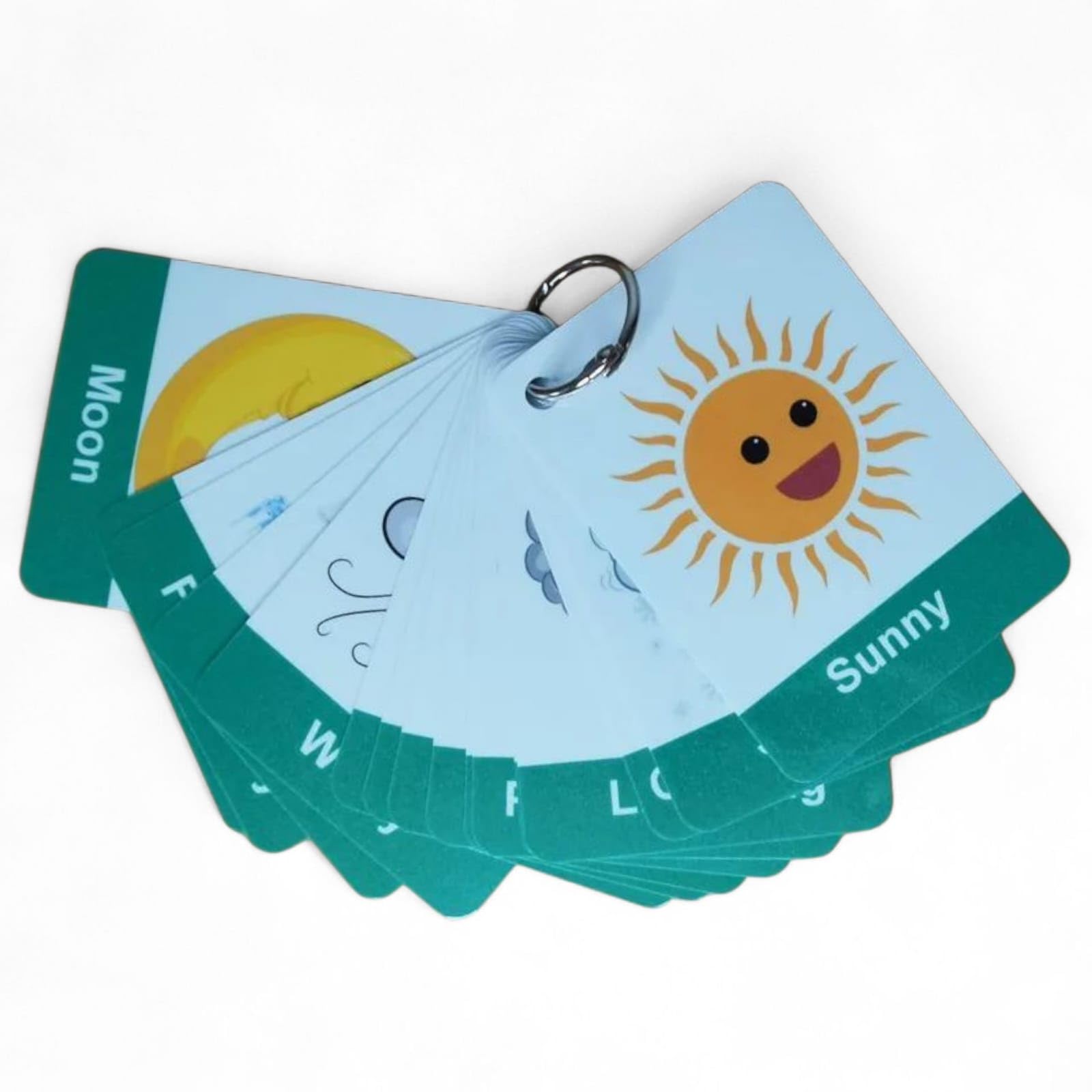 Weather Flashcards for Toddlers – Set of 16 | Educational Flash Cards for Kids with Realistic Images | Laminated, Tear-Proof, Wipeable, Includes Binding Ring | Preschool Learning