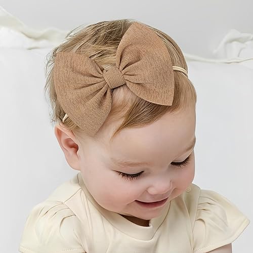 Miniatura 3 de YanJie Diademas de nailon suave de 4.5 pulgadas, lazos para recién nacidos, diademas hechas a mano, accesorios para el cabello para recién nacidos,