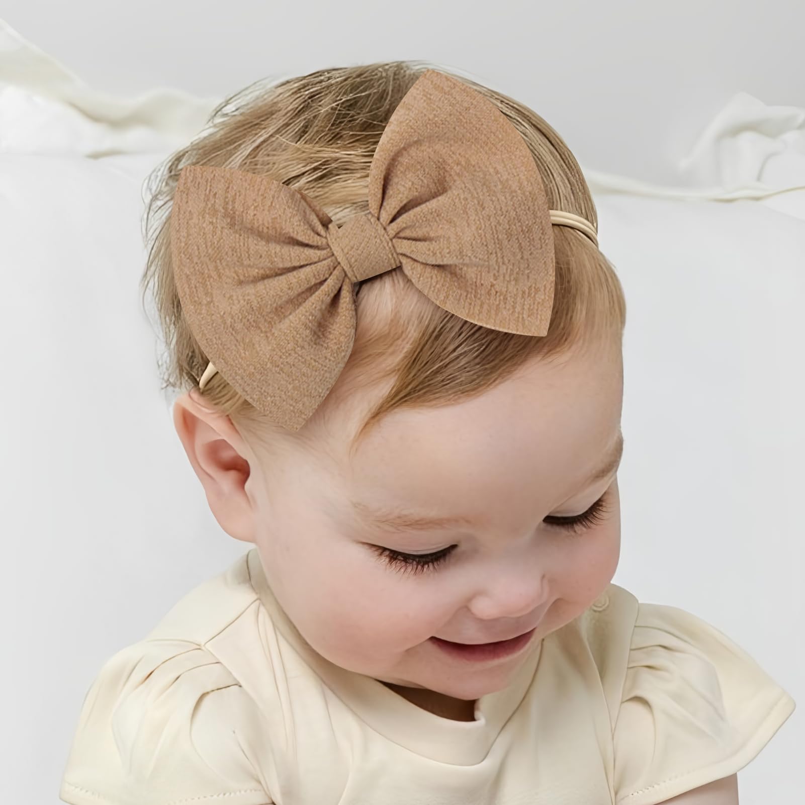 YanJie Diademas de nailon suave de 4.5 pulgadas, lazos para recién nacidos, hechas a mano, accesorios para el cabello para recién nacidos, bebés, niños, 16 unidades