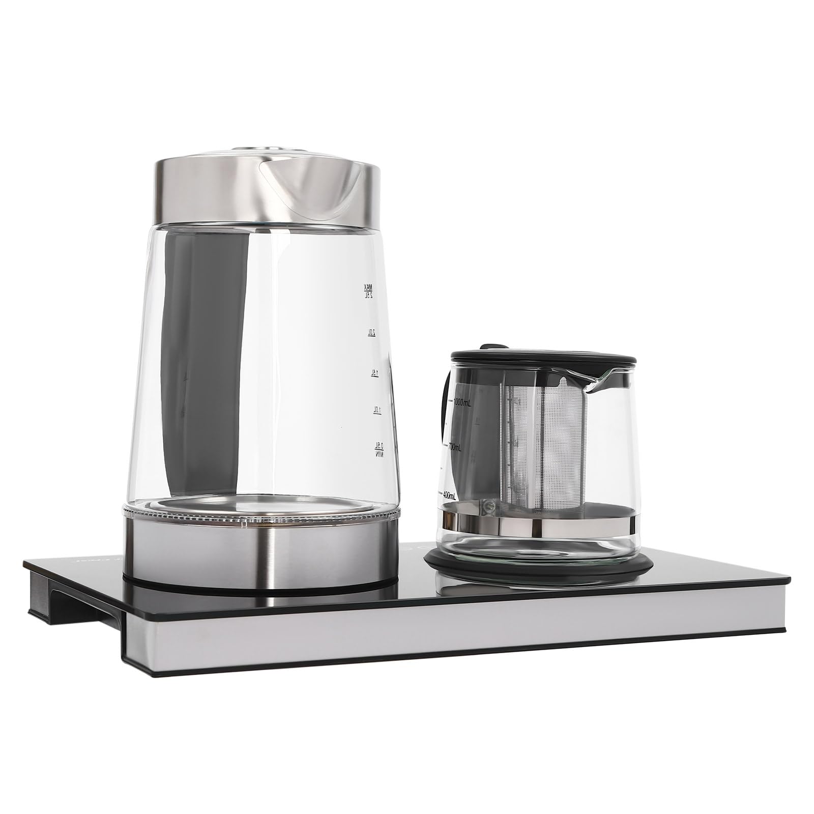 Wasserkocher aus Edelstahl und Glas, 1500 W, Digitaler Glaswasserkocher mit Temperaturwahl, Hitzebeständiger, Großer Wasserkocher, Teekanne Elektrisch