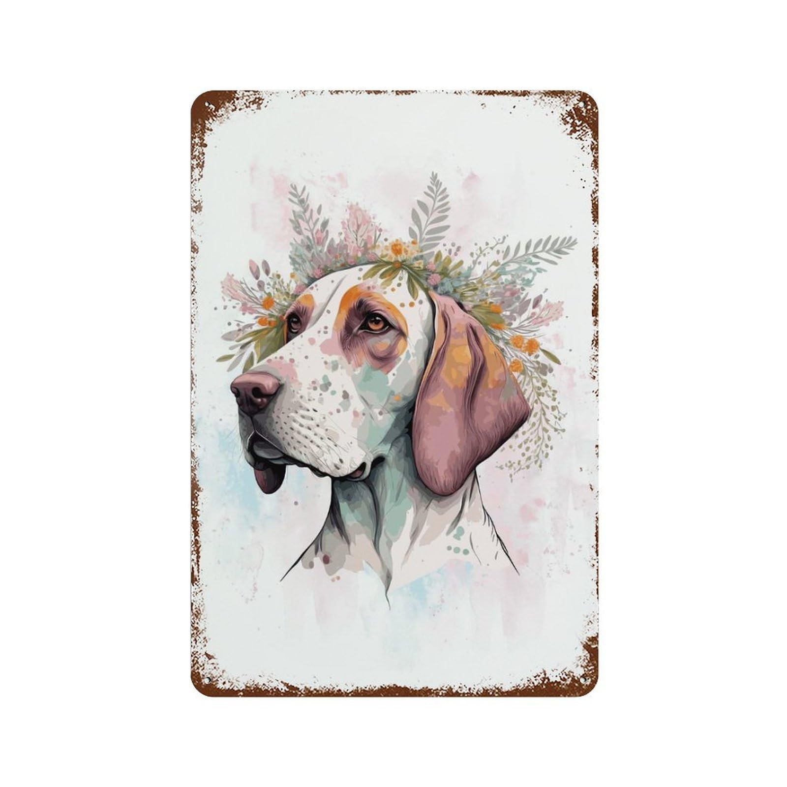 Watercolor English Pointer Retro Metal Sign 11.8"x7.9", Shabby Chic Decor for Garage, Pub Or Kitchen