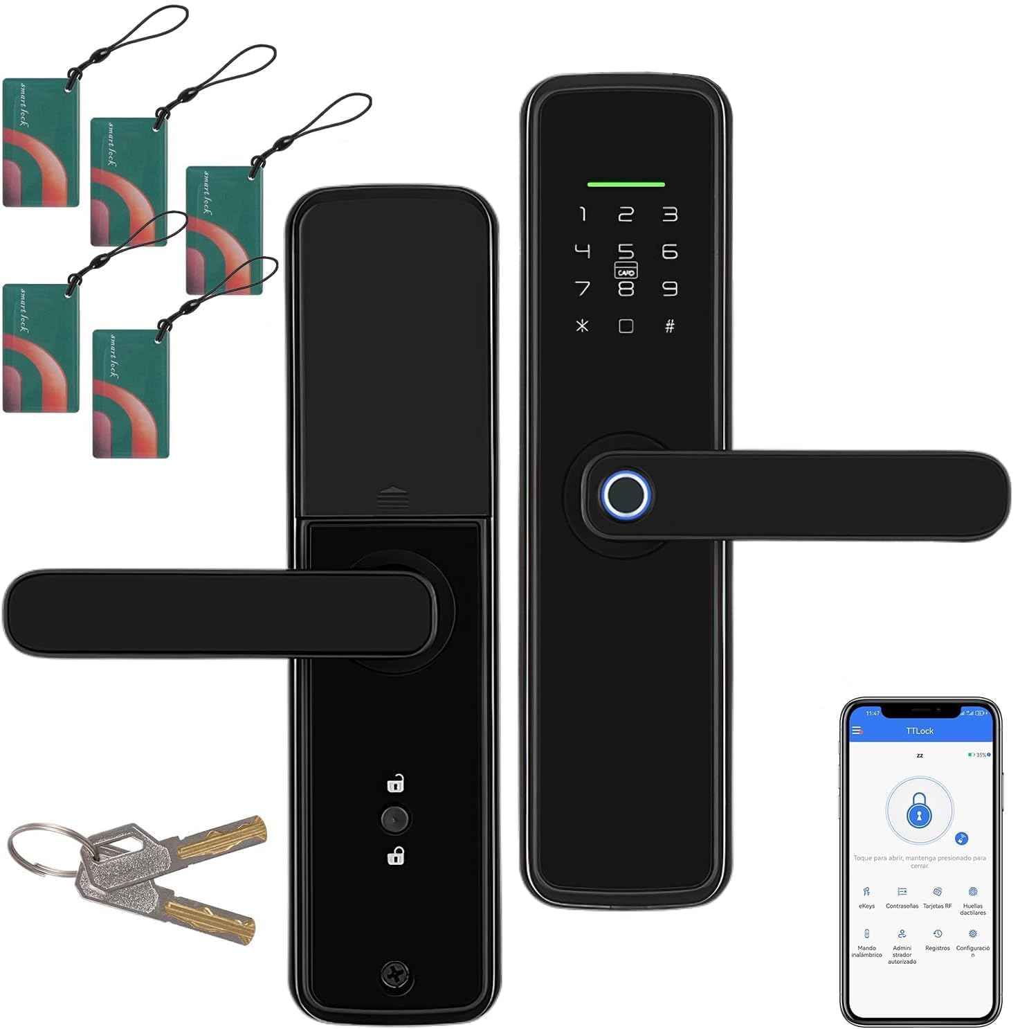 Smart Lock,WiFi and Bluetooth 2-in-1 Smart Lock,GCC Version No Need Extra Gateway,Digital Door with Reversible Handle for Home Apartment Airbnb (T1 Pro)