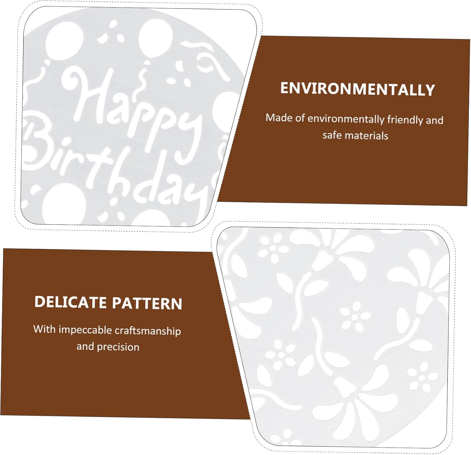 HOMSFOU 8pcs Hollow Cake Stencils Set, DIY Dessert Baking Templates for Latte Art and Cake Decorating, Reusable Food-Grade Plastic Tools for Coffee Shops and Home Use