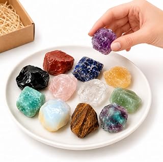 12Pcs Natural Healing Crystals and Stones Kit, Chakra Stones Set for Meditation, Yoga, Crystal Decor & Gifts