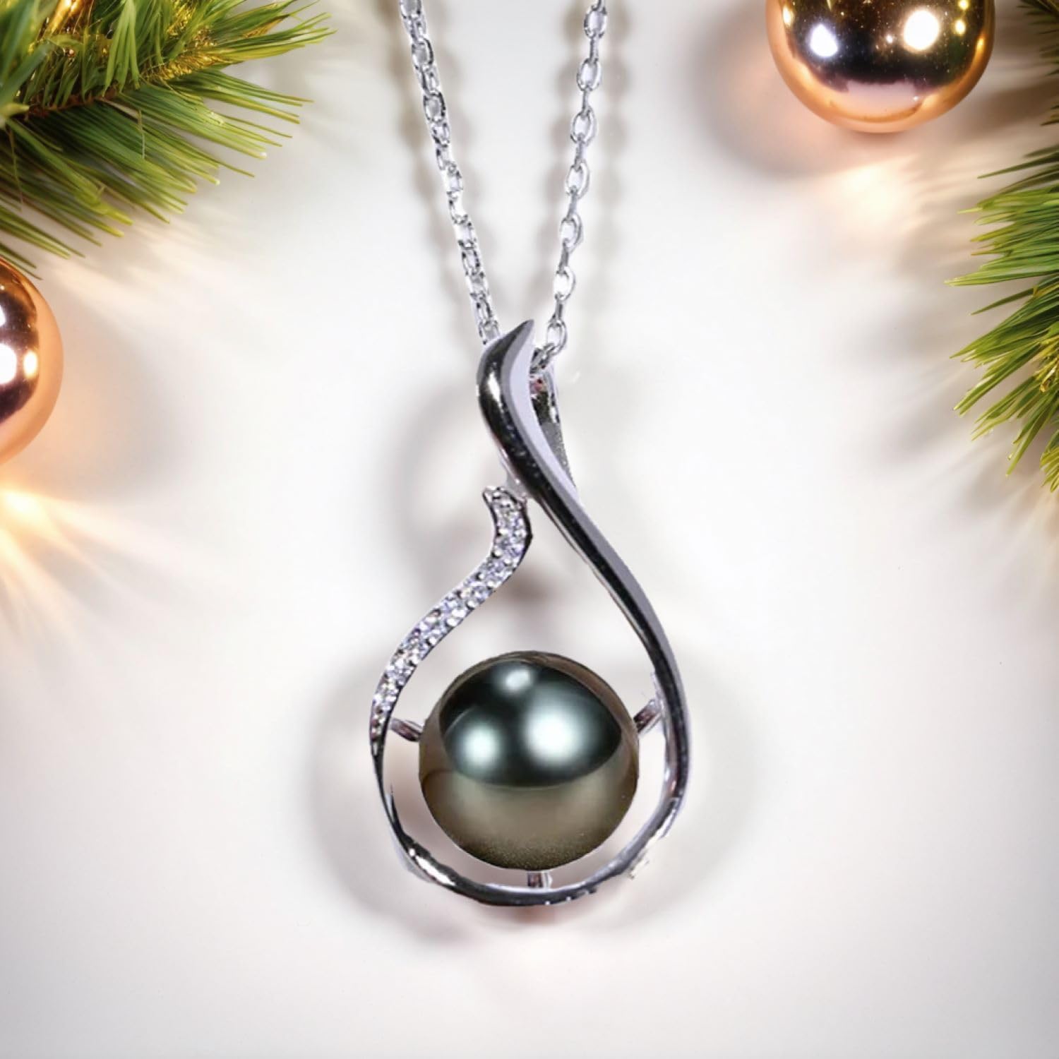 Gifts for Women Wife-Black-zirconia bead- S925 sterling silver Necklace-Gift for Wife Wedding Birthday Anniversary Jewelry-Mom Day Gifts for Mom Women Valentines Christmas Day - Image 2